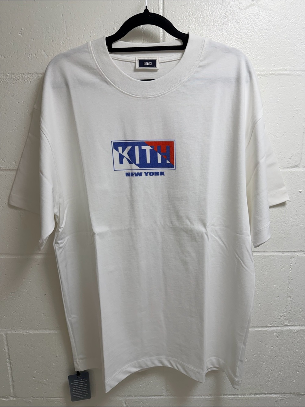 Kith White Short-Sleeve Tee with Blue and Red Logo Size M